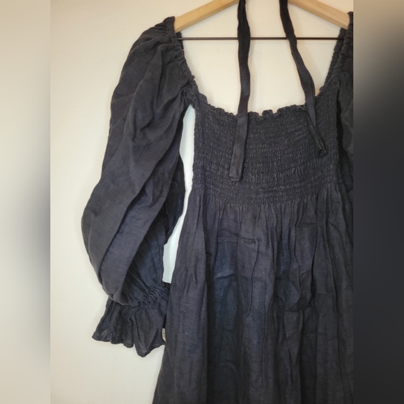 Sleeper Atlanta dress in Black with puffed sleeves and smocked bodice, sz m - Picture 8 of 13